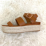 Bamboo Tan Faux Leather Platform Espadrille Sandals- Size 8.5