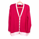 Talbots Two-Toned Pink Button Up Sweater Cardigan- Size L