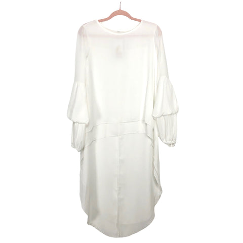 Pretty Garden White Lantern Sleeve High Low Shirt Dress NWT- Size S