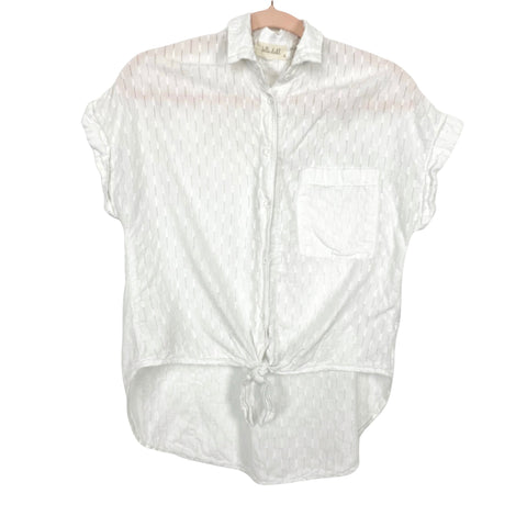 Bella Dahl White Semi Sheer Button Up Front Knot Top- Size S