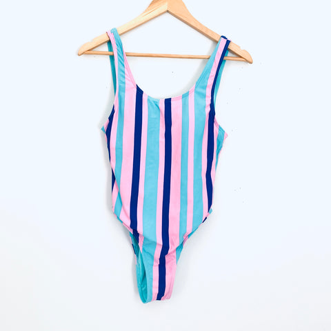 Envya Striped Cheeky One Piece Swimsuit- Size S