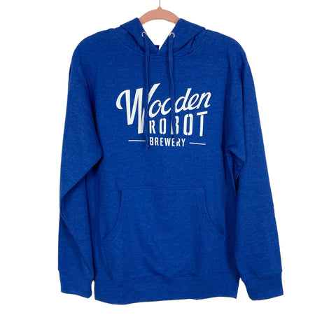 Independent Trading Company Blue Wooden Robot Brewery Hooded Sweatshirt- Size S