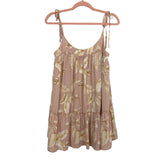 Forever21 Pink with Taupe Palm Leaf Print Tie Shoulder Straps Dress NWT- Size S (sold out online)