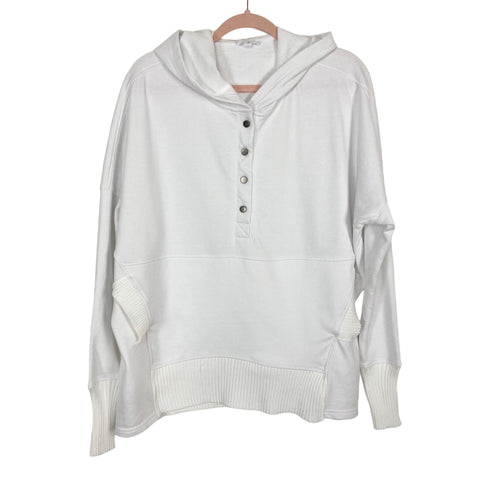 Bucket List White Snap Hooded Sweatshirt- Size S