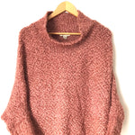 Cozy Casual Fuzzy Dolman 3/4 Sleeve Mock Neck Sweater- Size S/M