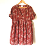 By Together V Neck Orange/Brick Printed Dress- Size S