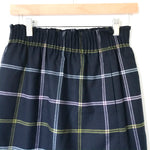 J Crew Navy/Pastel Plaid Elastic Waist Skirt NWT- Size 0