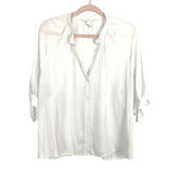 H&M White Button Up Tie Sleeve Top- Size 14