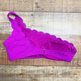 Beach Joy Fuchsia One Shoulder Scalloped Padded Top with High Waist Scalloped Bottom Bikini Set- Size S (sold as set)