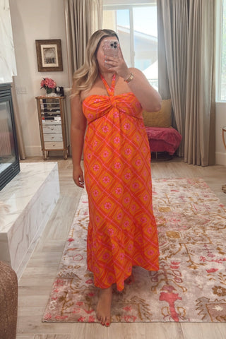 Show Me Your Mumu x Barbie Pink and Orange Halter Neck Dress NWT- Size XXL (sold out online)
