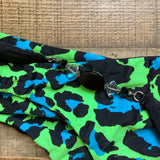 Azure Swim Black Neon Animal Print Side Cutout Bikini Bottoms- Size L (we have matching top