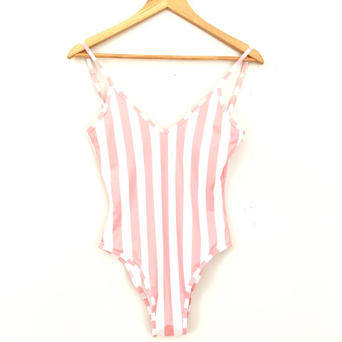 Vestique Pink Stripe Cheeky One Piece- Size S