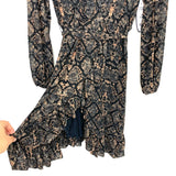 Scoop Black Animal Print Mesh Wrap Dress NWT- Size L (12-14)