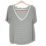 BP White/Black Striped V-Neck Top- Size M