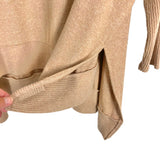 Cherish Tan Ribbed Knit Sleeves with Side Slits Top- Size S