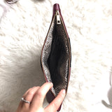 No Brand Burgundy and Black Foldover Magnetic Clutch