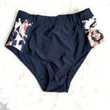 Chicsoul Animal Print/Black High Waisted Bikini Bottom- Size XL (BOTTOMS ONLY)