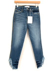 KanCan Dark Wash Frayed Angled Hem Skinny Jeans NWT- Size 3/25 (Inseam 24.5”)