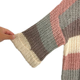 She + Sky Blush/Slate/Gray/Cream Color Block Open Knit Cuff Sleeve Sweater- Size OS (sold out online)