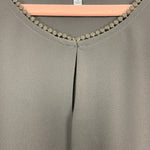 Naked Zebra Olive Front Keyhole Cap Sleeve Blouse- Size S