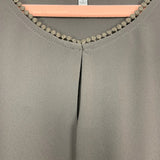 Naked Zebra Olive Front Keyhole Cap Sleeve Blouse- Size S