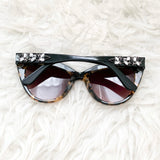 Nicole Miller Black Tortoise Crystal Detail Sunglasses