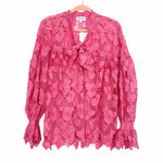 In the Style Pink Sheer Crochet Lace Neck Tie Blouse NWT- Size 16