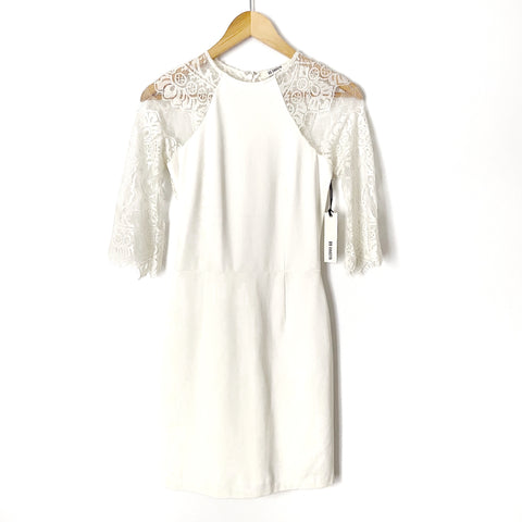 BB Dakota Ivory Lace Back Dress with Scalloped Sleeves NWT- Size XS (sold out online)