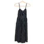 Xhilaration Black and White Polka Dot Smocked Back Faux Button Front Cutout Midi Dress NWT- Size XS