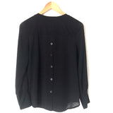 Skies are Blue Black Button Back Long Sheer Sleeve Top- Size XS