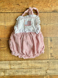 Little English Red Striped American Flag Romper- Size 6M