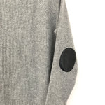 J Crew Grey Wool Sweater with Leather Patch on Sleeves- Size L