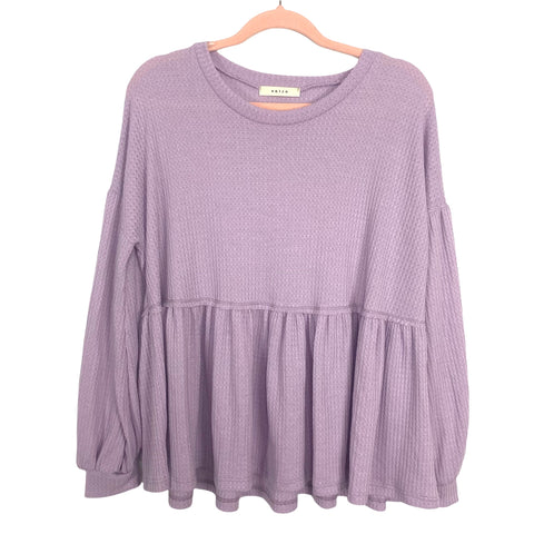 Entro Purple Waffle Knit Peplum Top- Size M