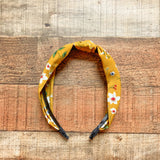 No Brand Mustard Floral Print Top Knot Headband