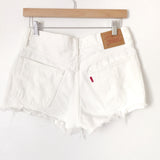 Levi Strauss 501 White Distressed Denim Cutoff Shorts- Size 27