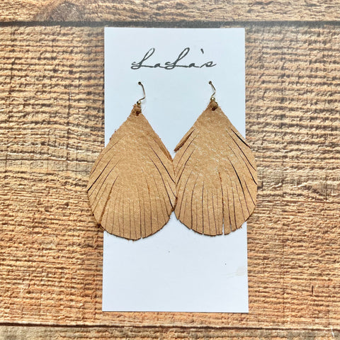 Lala's Gold Glitter Suede Leaf Earrings