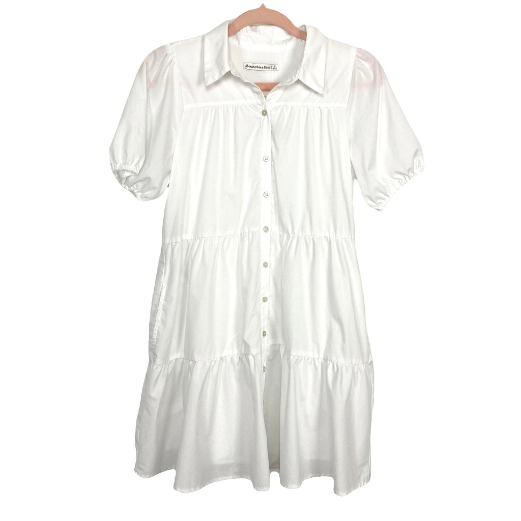 Abercrombie & Fitch Button Up White Short Sleeve Dress NWT- Size S – The  Saved Collection