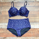 Swimsuits for All Purple Printed High Waisted Piped Bikini Bottoms- Size 16 (we have matching top)