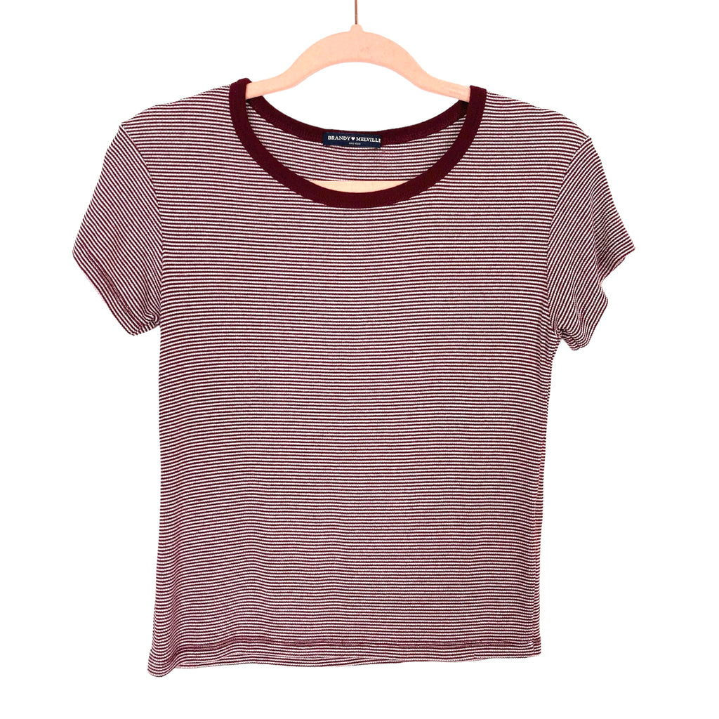 Brandy Melville Burgundy/White Striped Top- Size One Size (fits like X –  The Saved Collection