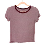 Brandy Melville Burgundy/White Striped Top- Size One Size (fits like XS/S)