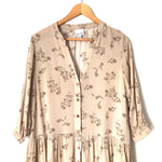 Skylar + Madison Tan Floral Ruffle Hem Dress- Size S