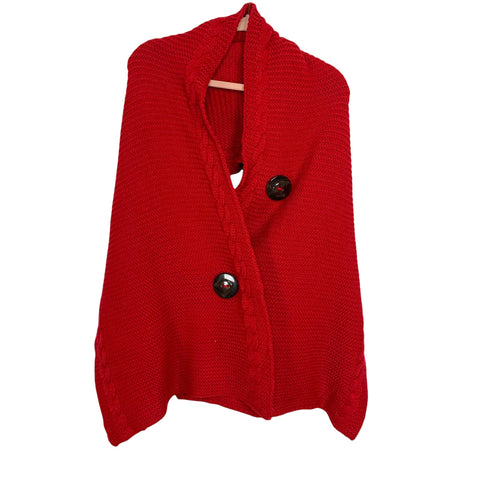 No Brand Red Button Cable Knit Shawl Scarf