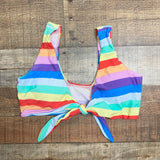 Beach Joy Rainbow Striped Front Tie Padded Bikini Top- Size S (we have matching bottoms)