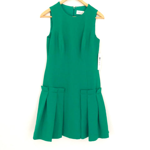 Eliza J Green Dress with Pleated Hem NWT- Size 2