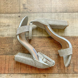 Steve Madden Silver Rhinestone Ankle Strap Block Heel Sandals- Size 7