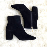 River Island Black Suede Zip Up Booties- Size 9 (see notes)