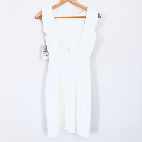 Zara Trafaluc White Ruffle Tank Sleeve Dress with Low Back NWT- Size S – The Saved Collection