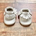 Bird Rock Baby White Leather Fringe Moccasins- Size 2