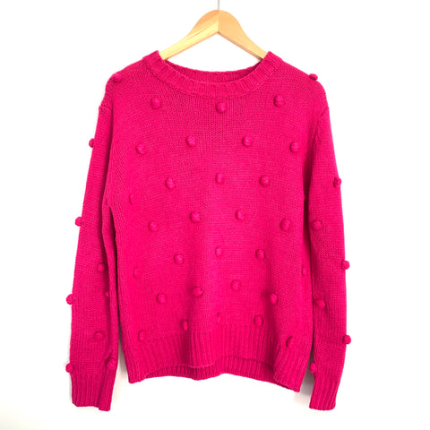 Pink Lily Magenta Pom Pom Sweater- Size S