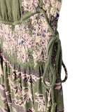Free People Green Printed Drawstring Dress- Size S